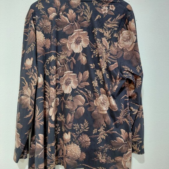 Soft Surroundings Brown Tan Floral Faux Suede Draped Front Jacket XL Layering - Picture 4 of 7